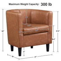 Yaheetech Accent Chair Pu Leather Modern And Comfortable Armchairs Upholstered Barrel Sofa Chair For Living Room Bedroom Wait