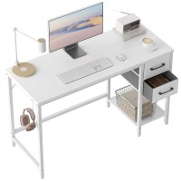 Cubiker Computer Home Office Desk With Drawers, 47 Inch Small Desk Study Writing Table, Modern Simple Pc Desk, White Board And Frame