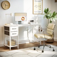 Cubiker Computer Home Office Desk With Drawers, 47 Inch Small Desk Study Writing Table, Modern Simple Pc Desk, White Board And Frame