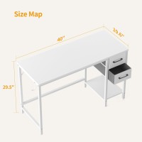 Cubiker Computer Home Office Desk With Drawers, 40 Inch Small Desk Study Writing Table, Modern Simple Pc Desk, White Board And Frame