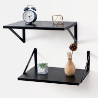 Axeman Deep Floating Shelves 16W X 12D Black Floating Shelves For Wall Wood Wall Shelves Set Of 2 Large Floating Shelves Blac