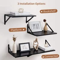 Axeman Deep Floating Shelves 16W X 12D Black Floating Shelves For Wall Wood Wall Shelves Set Of 2 Large Floating Shelves Blac