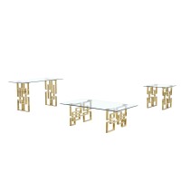 Best Quality Furniture Ct236-7-8 Coffee Table Set, Gold
