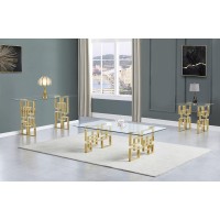 Best Quality Furniture Ct236-7-8 Coffee Table Set, Gold