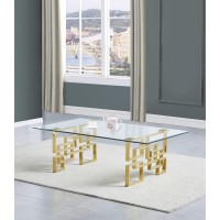 Best Quality Furniture Ct236-7-8 Coffee Table Set, Gold