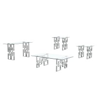 Best Quality Furniture Ct233-4-4-5 Coffee Table Set, Silver
