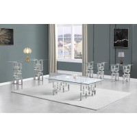Best Quality Furniture Ct233-4-4-5 Coffee Table Set, Silver