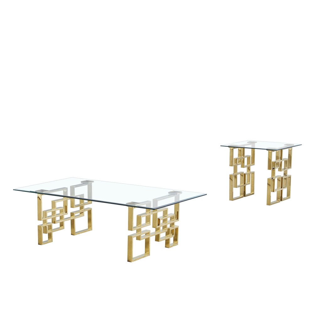 Best Quality Furniture Ct236-7 Coffee Table Set, Gold