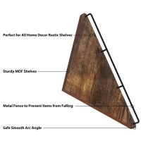 Horlimer Floating Corner Shelf Wall Mount Set Of 3 Rustic Triangle Wood Corner Wall Shelves With Fence For Bedroom Living Room