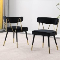 Best Master Furniture Meyer Velvet Side Chair With Gold Accents (Set Of 2) Grey/Gold
