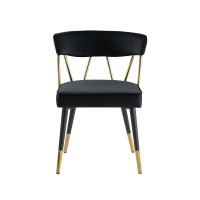 Aireys Black Velvet Armless Chair with Gold Accents Set of 2