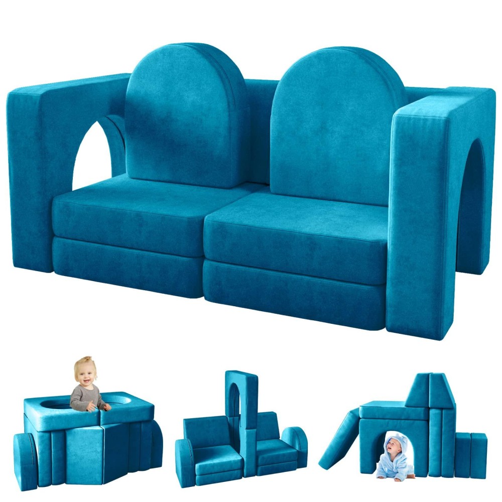 Wanan Kids Couch 10Pcs Modular Kids Play Couch For Playroom Bedroom 10 In 1 Multifunctional Kids Sofa For Playing Creativing