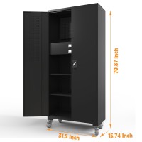 Fohufo Metal Storage Cabinet - 72-Inch Garage Cabinet With 4 Adjustable Shelves & Lockable Doors, Sturdy Tall Utility File Cabinet For Home, Office, School, Garage, Basement