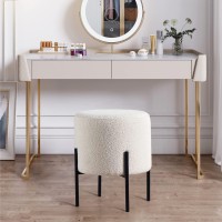 Get Set Style Multifunctional Vanity Stool Chair, Round Footrest Stool Ottoman With Metal Legs, Modern Decorative Furniture Vanity Chair For Makeup Room, Bedroom, Living Room