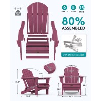 Serwall Adirondack Chair For Patio Garden Outdoors Fire Pit Burgundy