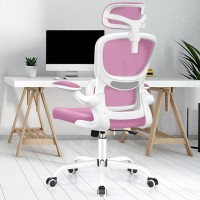 Razzor Ergonomic Office Chair, High Back Mesh Desk Chair With Lumbar Support And Adjustable Headrest, Computer Gaming Chair, Executive Swivel Chair For Home Office (2202H, Pink)