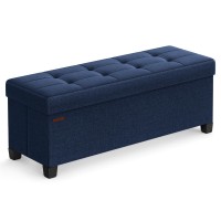 Songmics Storage Ottoman Bench Foldable Foot Rest With Legs 15 X 43 X 157 Inches End Of Bed Bench Storage Chest Load Up To