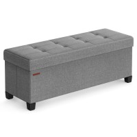 Songmics Storage Ottoman Bench Foldable Foot Rest With Legs 15 X 43 X 157 Inches End Of Bed Bench Storage Chest Load Up To