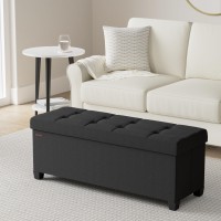 Songmics Storage Ottoman Folding Storage Bench Ottoman With Storage Storage Ottoman Bench For Living Room Bedroom 15 X 43