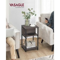 Vasagle Side Table With Charging Station 3Tier End Table With Usb Ports And Outlets Nightstand For Living Room Bedroom 118