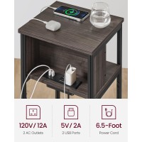 Vasagle Side Table With Charging Station 3Tier End Table With Usb Ports And Outlets Nightstand For Living Room Bedroom 118