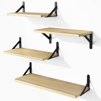 Ygeomer Floating Shelves For Wall Natural Wood Wall Shelves Different Sizes Wall Mounted Wood Shelf For Living Room Bathroom