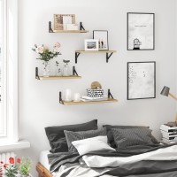 Ygeomer Floating Shelves For Wall Natural Wood Wall Shelves Different Sizes Wall Mounted Wood Shelf For Living Room Bathroom