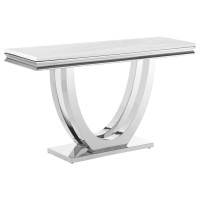 Kerwin Ubase Rectangle Sofa Table White and Chrome