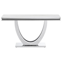 Kerwin Ubase Rectangle Sofa Table White and Chrome