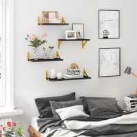 Ygeomer Floating Shelves For Wall Black Wall Shelves Different Sizes Wall Mounted Wood Shelf For Living Room Bathroom Bedroo