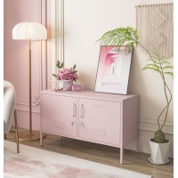 Aiasuit Tv Stand Multifunctional Metal Storage Cabinet 2-Tier Shelf Thick Plate Material Support Sturdy Metal Sideboard Adjustable Storage Cabinet Pink Size: 23.62?? X 39.37?? X 14.96??