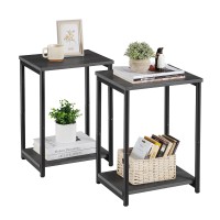 Vasagle Side Tables Set Of 2 Small End Table Nightstand For Living Room Bedroom Office Bathroom Misty Gray And Classic Bla