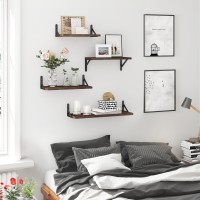 Ygeomer Floating Shelves For Wall Walnut Wall Shelves Different Sizes Wall Mounted Wood Shelf For Living Room Bathroom Bedro