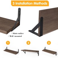 Ygeomer Floating Shelves For Wall Walnut Wall Shelves Different Sizes Wall Mounted Wood Shelf For Living Room Bathroom Bedro