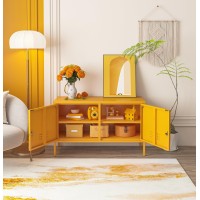 Aiasuit Metal Storage Cabinet Adjustable Shelf Storage Cabinet Laundry Room Or Utility Room Storage Cabinet 2 Tiers Large Space For Books Clothes Yellow Size: 23.62?? X 39.37?? X 14.96??