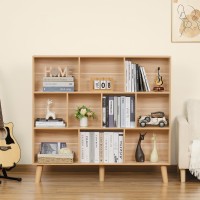 Leyaoyao 10 Cube Bookshelf 3 Tier Modern Wide Bookcase With Legs Midcentury Wood Bookshelves Storage Natural Large Book Case Fr