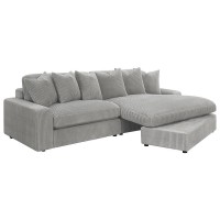 Two-piece reversible sectional; perfect furniture accessory for loungingSoft, plush, endless comfort will keep you glued to your seatWide corduroy performance fabricReversible seat and back cushionsPremium down-like filled cushions and pillows for luxurio