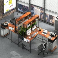 Yoobure L Shaped Desk With Led Strip Power Outlet Reversible Lshaped Computer Desk Corner Desks Home Office Desk With Drawe