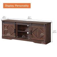 WAMPAT Farmhouse TV Stand Modern Sliding Barn Door Entertainment Center for TVs Up to 75 inch, Wood TV Media Console Table Cabinet Storage for Living Room, Rustic Brown