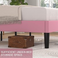 Vecelo Twin Size Upholstered Bed Frame With Adjustable Headboard Velvet Platform Bedframe Mattress Foundation Strong Wood Slat