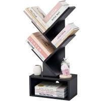 Hoctieon 3 Tier Tree Bookshelf Small Bookcase With Drawer Desktop Book Shelf Display Floor Standing Storage Shelf Book Organ