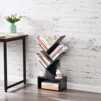 Hoctieon 3 Tier Tree Bookshelf Small Bookcase With Drawer Desktop Book Shelf Display Floor Standing Storage Shelf Book Organ