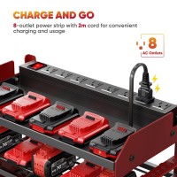 Pokipo Power Tool Organizer Wall Mount With Charging Station Extended Large Heavy Duty 4 Drill Holder Tool Storage In 8 Outlet