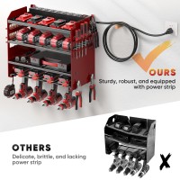 Pokipo Power Tool Organizer Wall Mount With Charging Station Extended Large Heavy Duty 4 Drill Holder Tool Storage In 8 Outlet