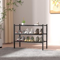 Romguar Craft 3 Tier Bamboo Shoe Rack For Closet Free Standing Wood Shoe Shelf Storage Organizer For Entryway Small Space Stacka