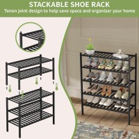 Romguar Craft 3 Tier Bamboo Shoe Rack For Closet Free Standing Wood Shoe Shelf Storage Organizer For Entryway Small Space Stacka