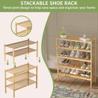 Romguar Craft 3 Tier Bamboo Shoe Rack For Closet Free Standing Wood Shoe Shelf Storage Organizer For Entryway Small Space Stacka