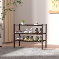 Romguar Craft 3 Tier Bamboo Shoe Rack For Closet Free Standing Wood Shoe Shelf For Entryway Small Space Stackable 27X11X20