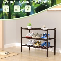 Romguar Craft 3 Tier Bamboo Shoe Rack For Closet Free Standing Wood Shoe Shelf For Entryway Small Space Stackable 27X11X20