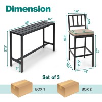 Costway 3 Piece Outdoor Patio Bar Set, 48